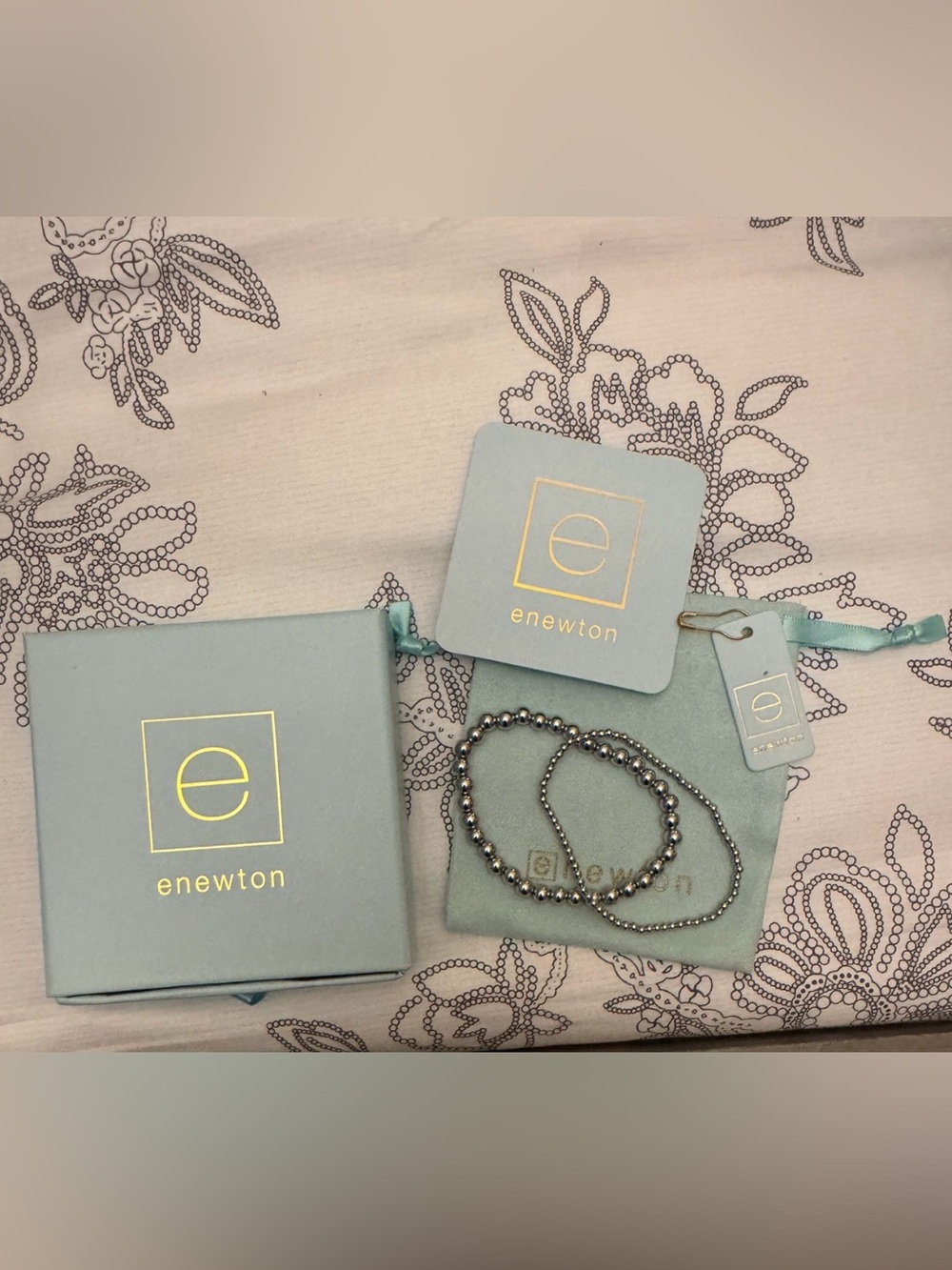 eNewton Silver-Tone Beaded Stretch Bracelet 2-Piece Stack Set